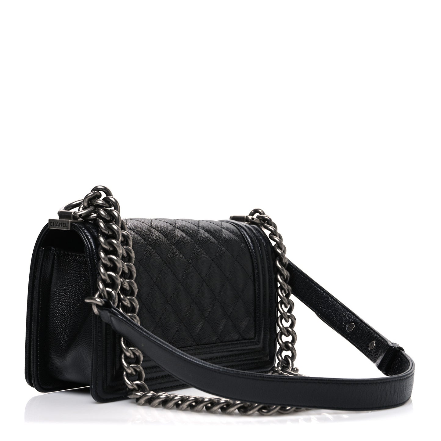 Caviar Quilted Small Boy Flap Black
