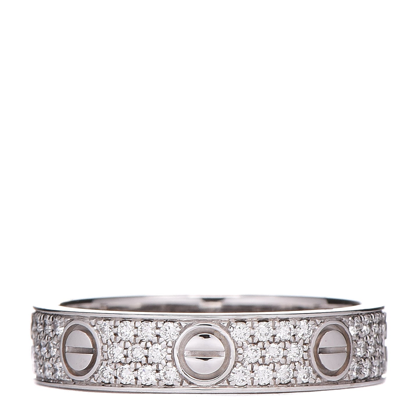 18K White Gold Diamond 4mm LOVE Wedding Paved Band Ring 47 4.25