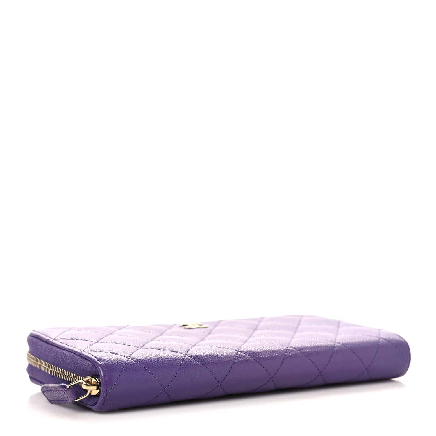 Chanel Caviar Quilted Large Gusset Zip Around Wallet Purple 4 of 9
