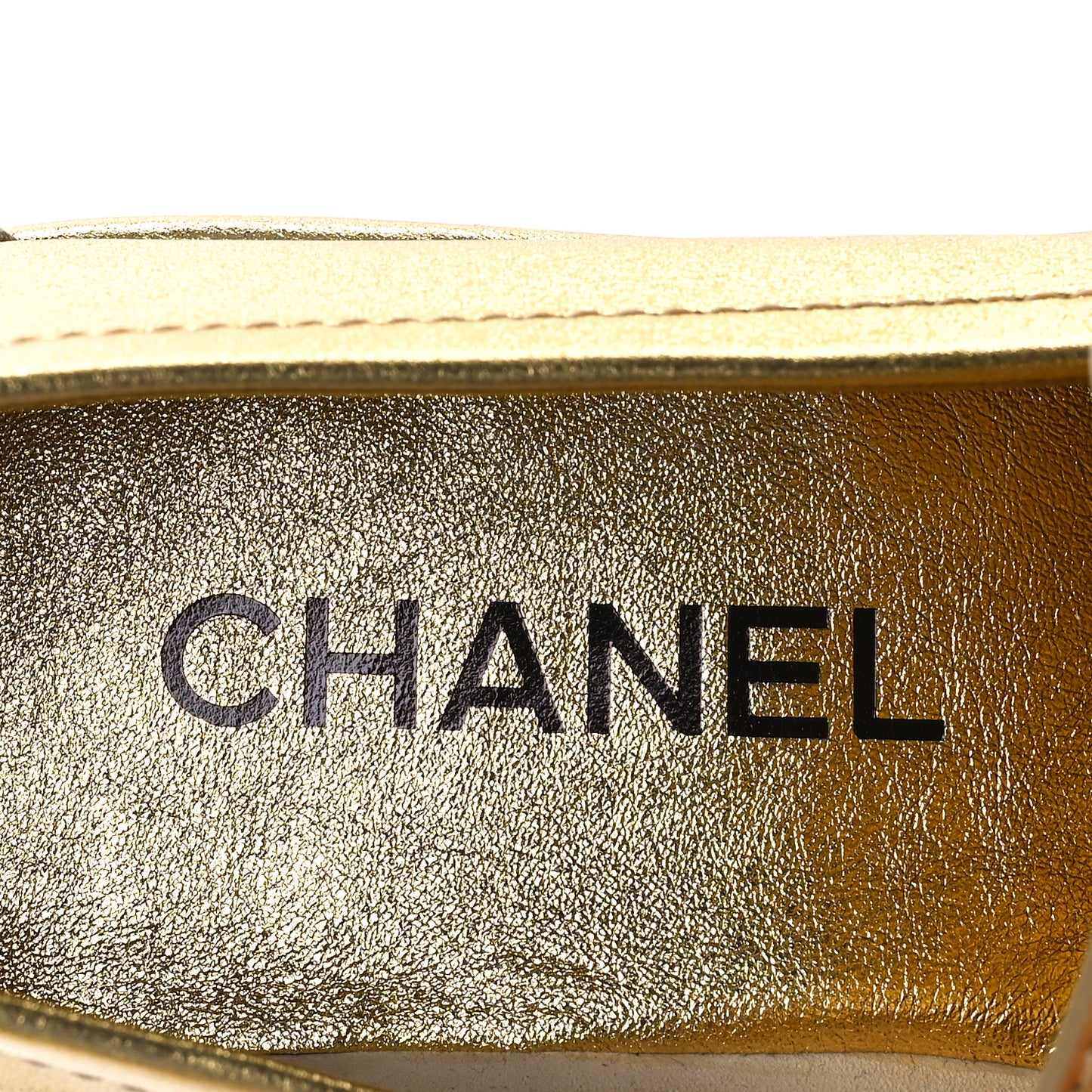 Laminated Calfskin CC Platform Loafers 37.5 Golden