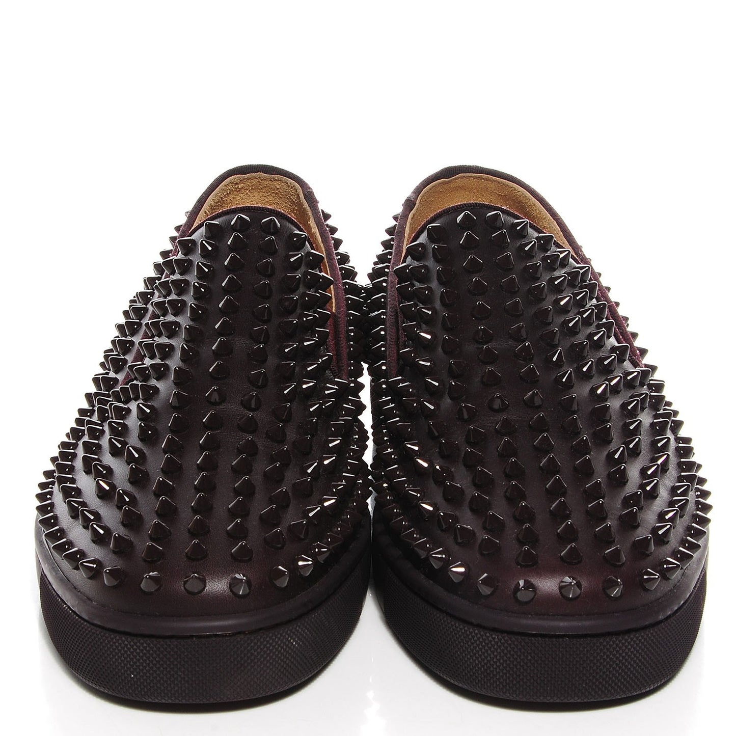 Mens Calfskin Spikes Roller Boat Flat 45 Cramoisi