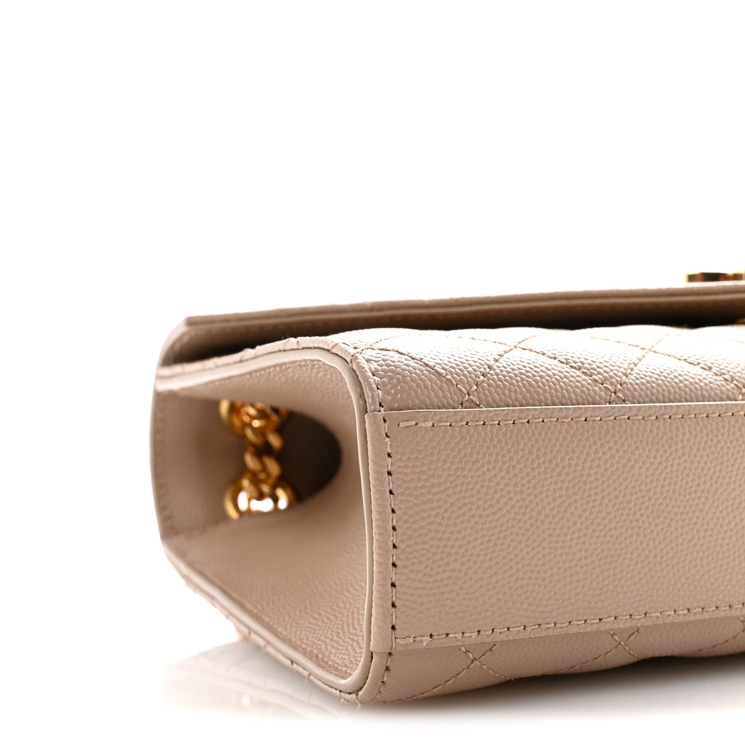 Saint Laurent Grain De Poudre Textured Mixed Matelasse Medium Triquilt Monogram Satchel Dark Beige 8 of 10