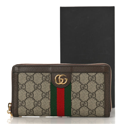 Gucci GG Supreme Monogram Web Ophidia Zip Around Wallet Brown 9 of 9