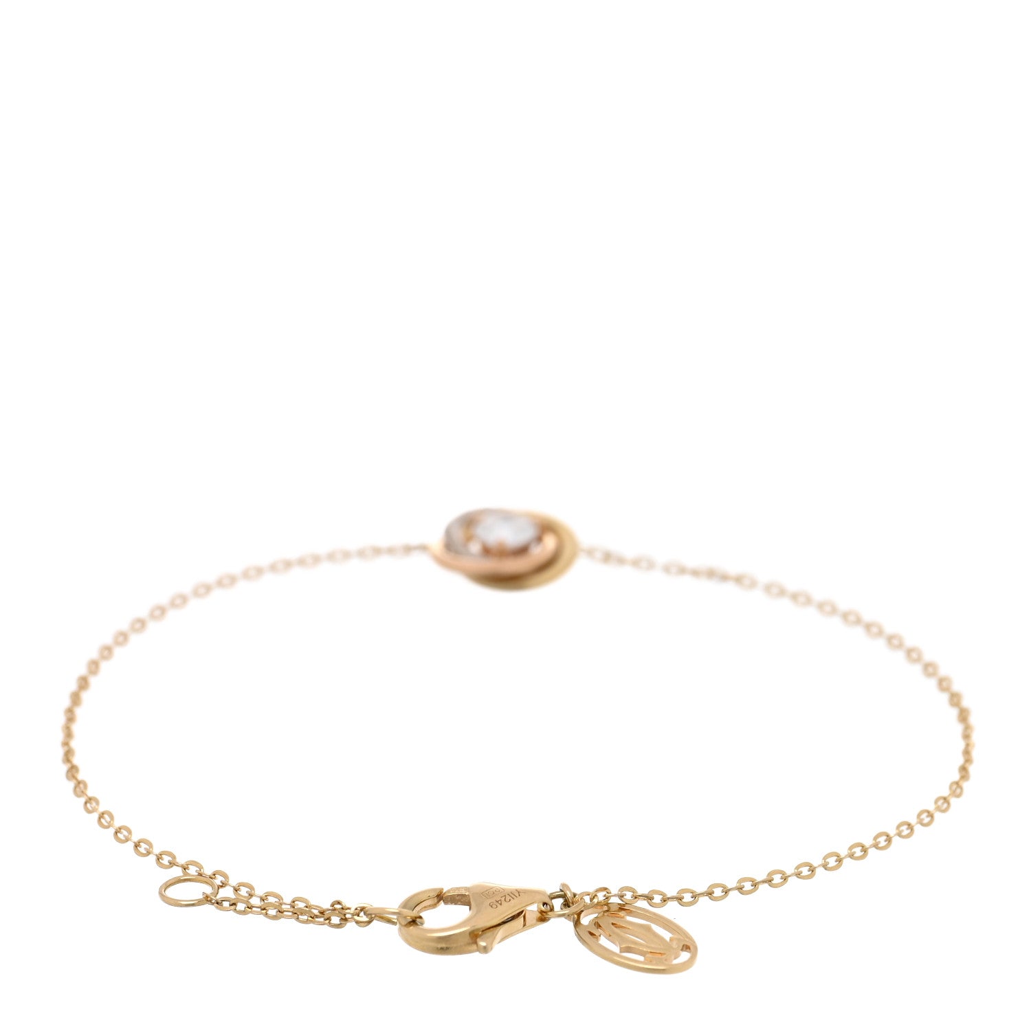Cartier 18K Pink Yellow White Gold Diamond Trinity One Diamond Chain Bracelet 2 of 4