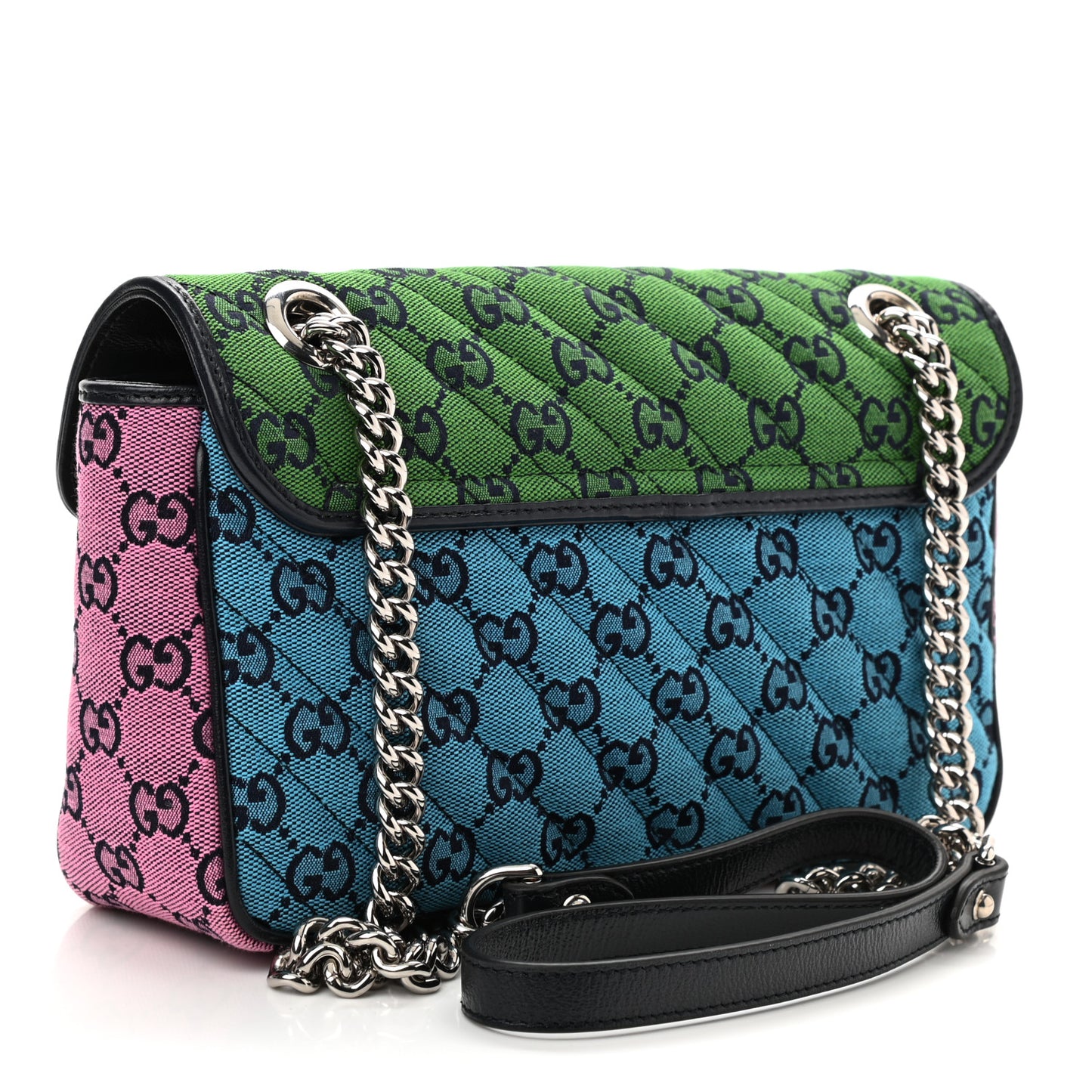 Monogram Multicolor Matelasse Diagonal Small GG Marmont Shoulder Bag Green Blue Yellow Light Blue Pink