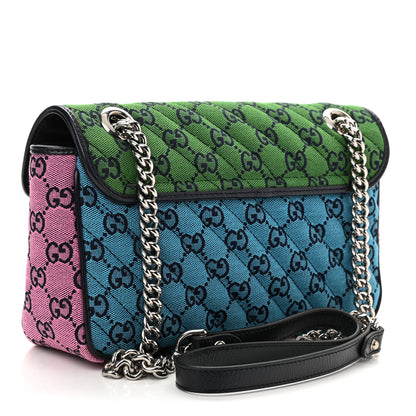 Gucci Monogram Multicolor Matelasse Diagonal Small GG Marmont Shoulder Bag Green Blue Yellow Light Blue Pink 3 of 10