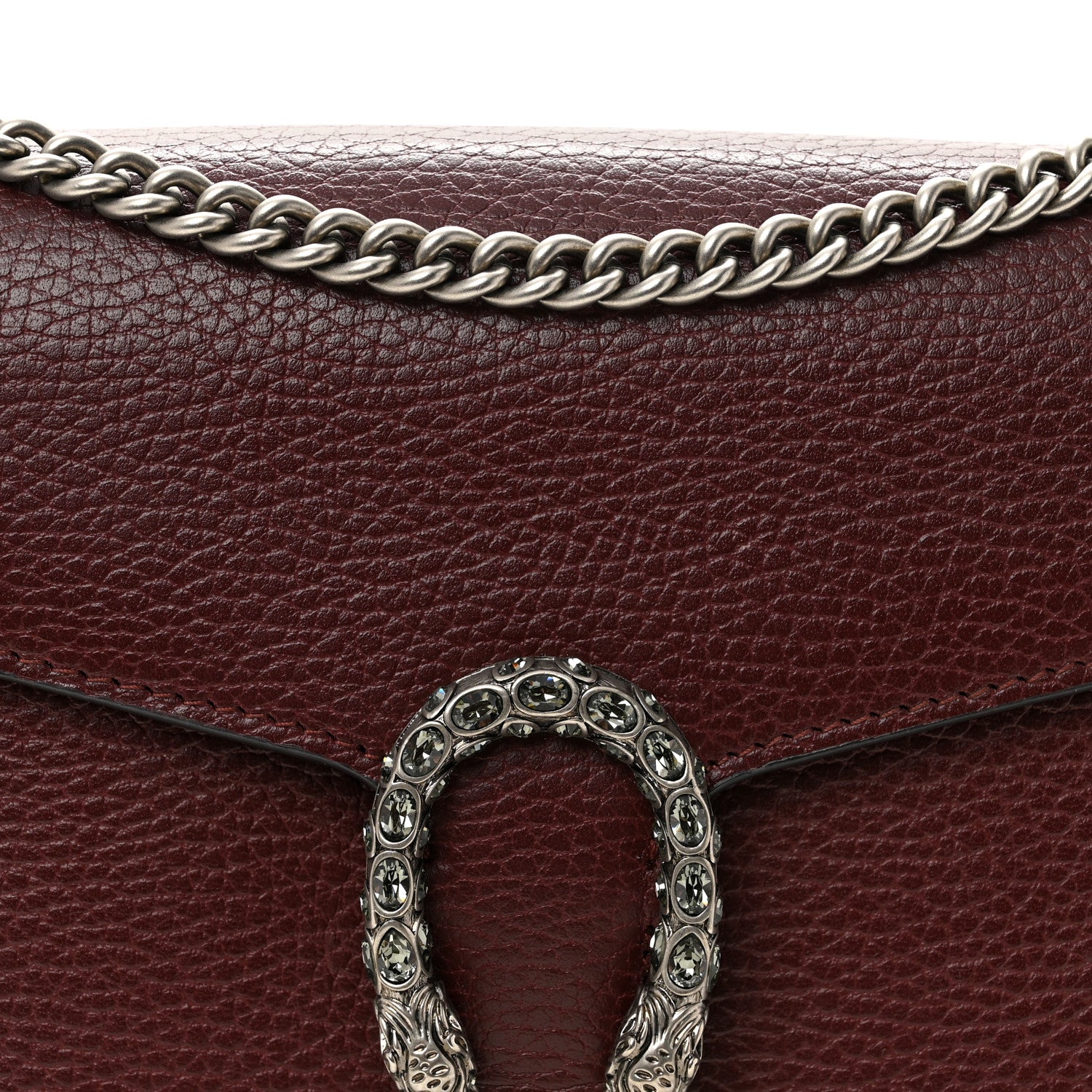 Gucci Dollar Calfskin Crystal Mini Dionysus Chain Wallet Vintage Bordeaux 8 of 10