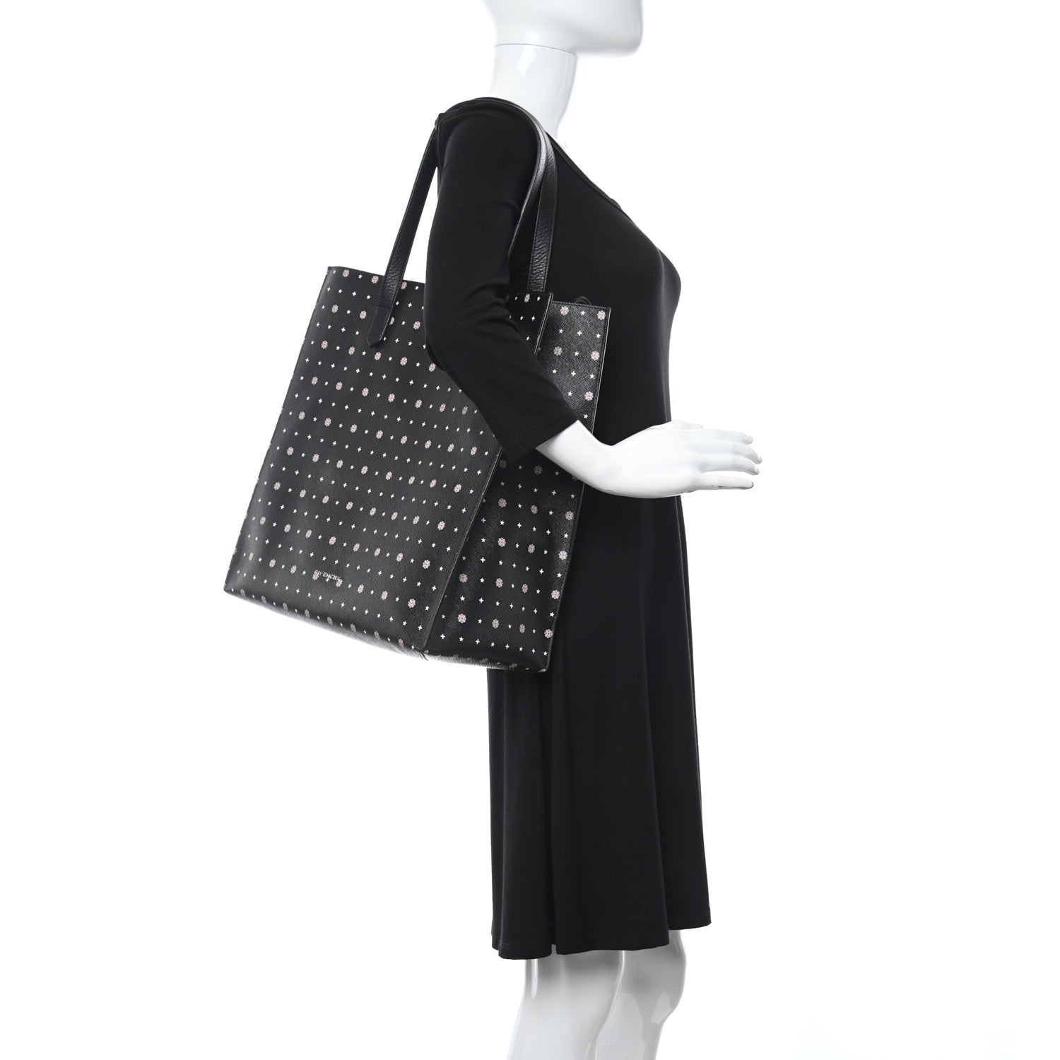 Givenchy Textured Coated Canvas Mini Lilies Print Tote Black 2 of 11