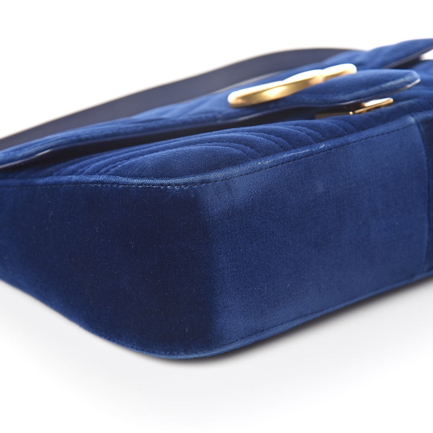 Velvet Matelasse Small GG Marmont Shoulder Bag Cobalt Blue