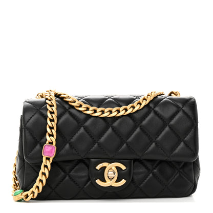 Chanel Lambskin Resin Quilted Mini Rectangular Pearl Samba Flap Black 1 of 11
