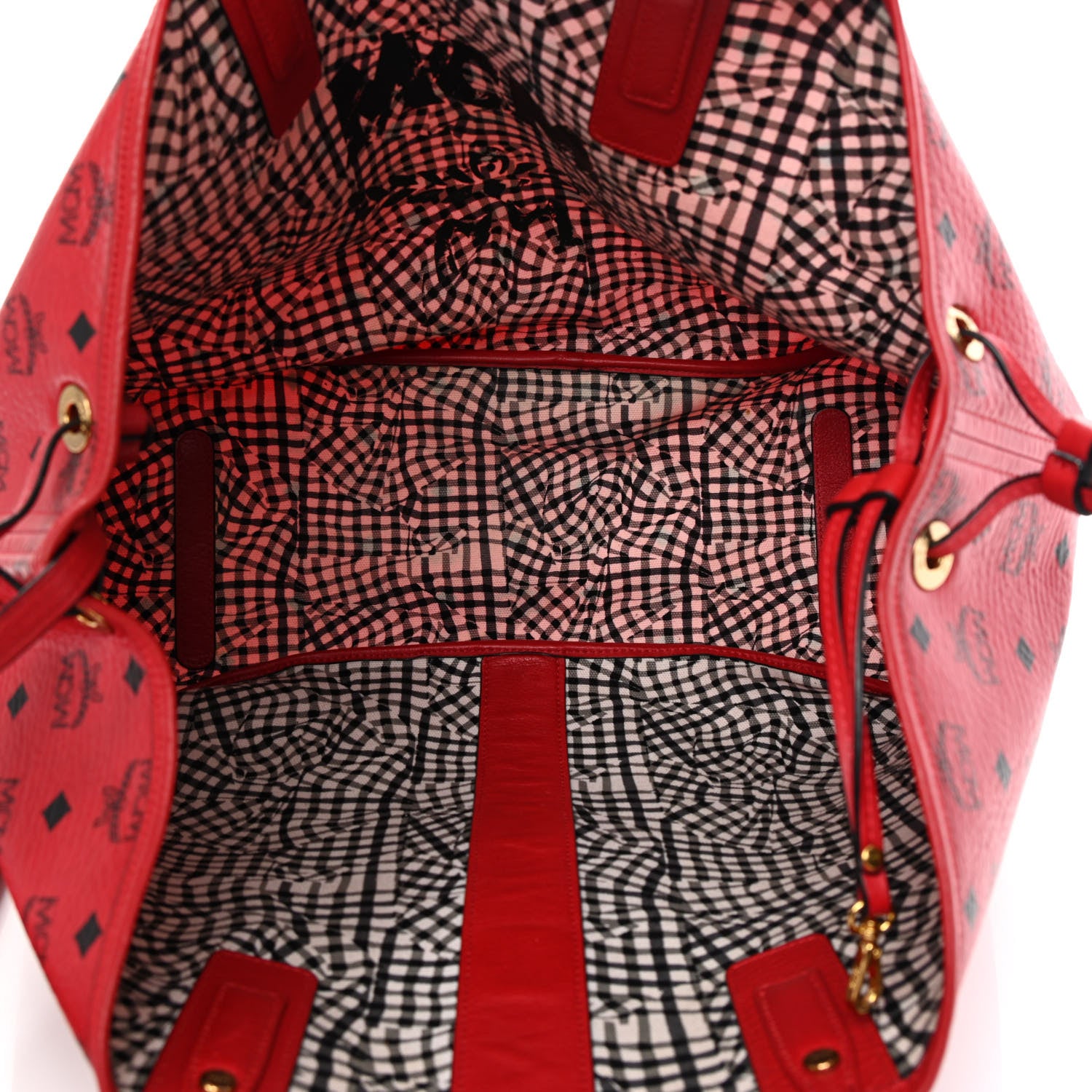 MCM Visetos Large Liz Reversible Shopper Tote Ruby Red 9 of 20