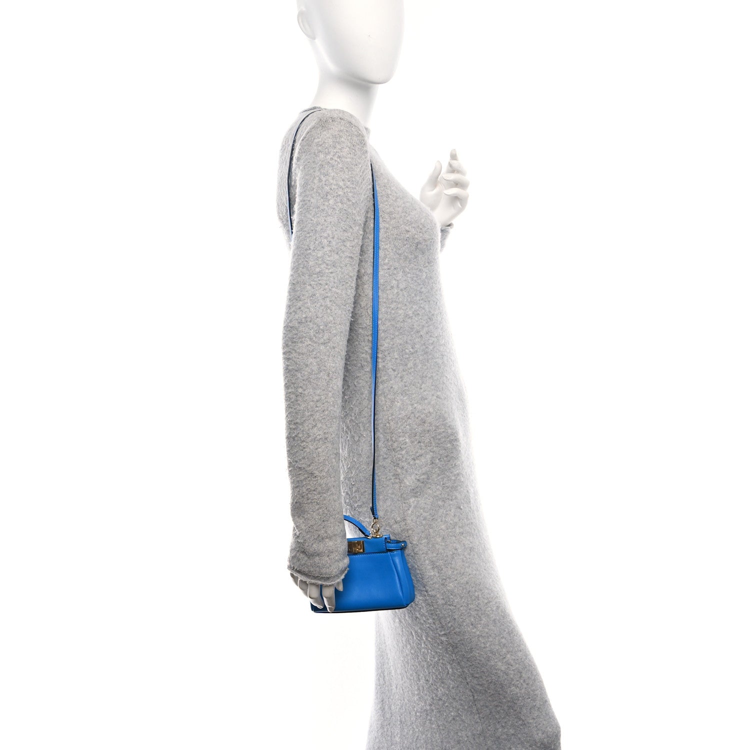Fendi Shiny Nappa Micro Peekaboo Iconic Satchel Blue Royal 2 of 12