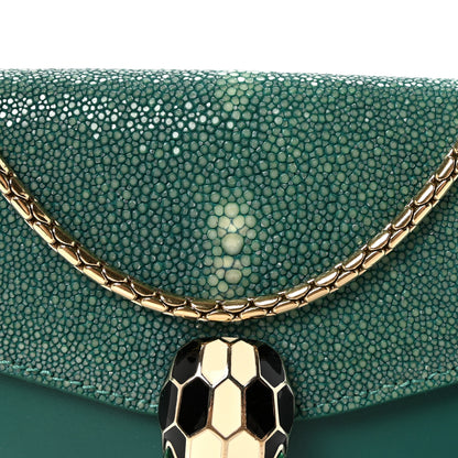 Bulgari Galuchat Calfskin Serpenti Forever Crossbody Bag Green 8 of 13