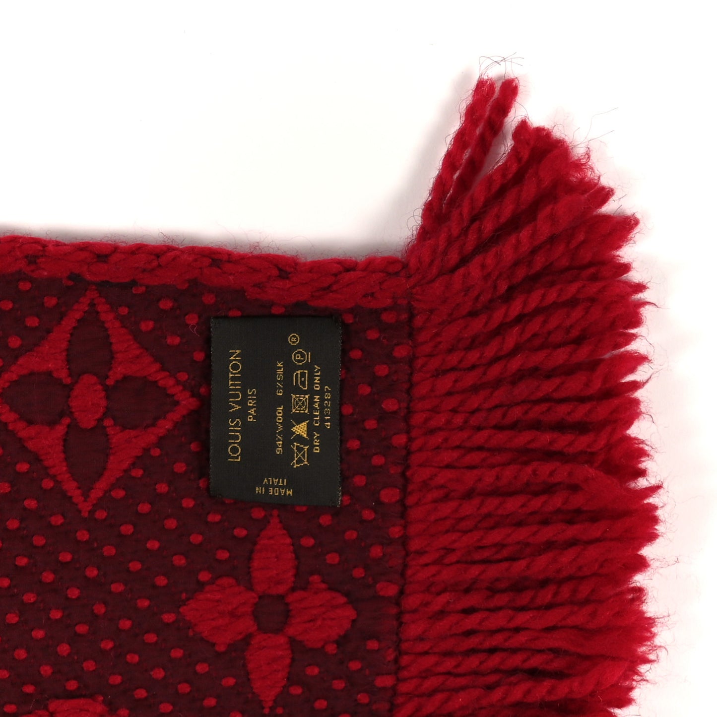 Wool Silk Logomania Scarf Rubis