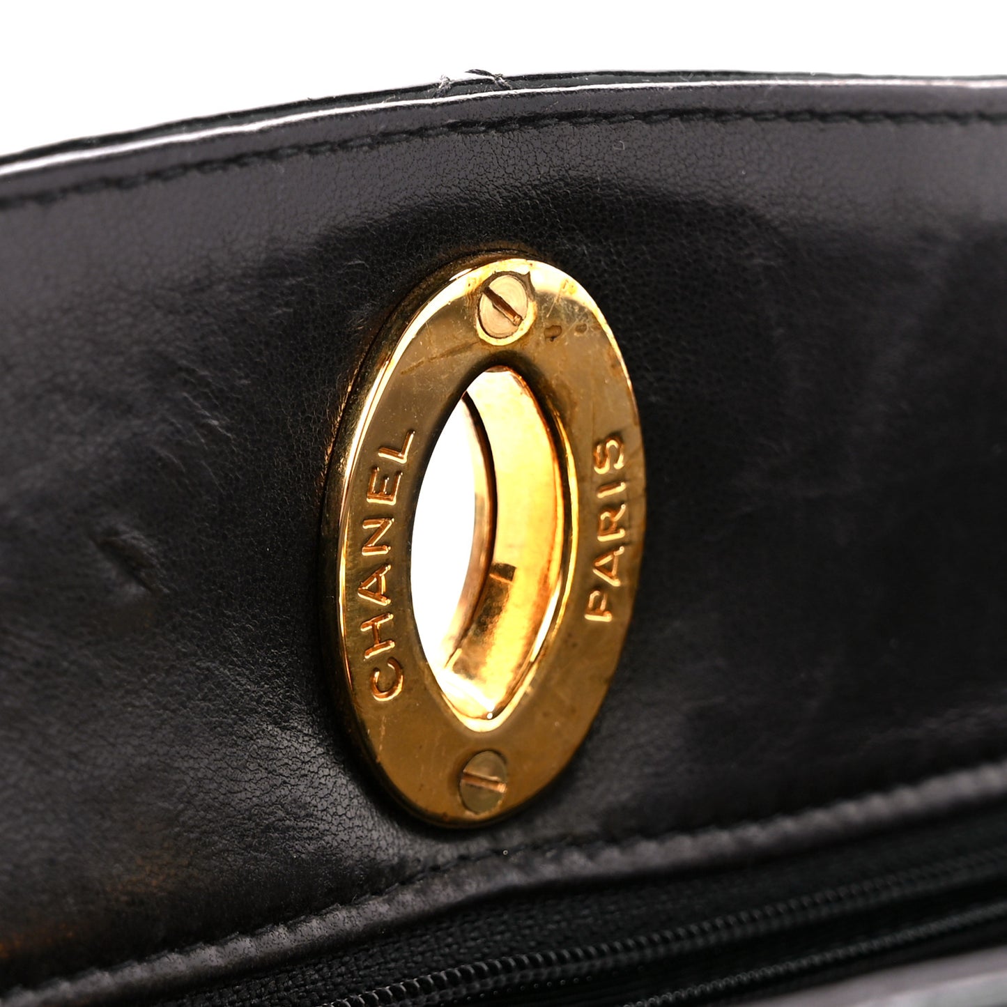Patent Quilted CC Shoulder Bag Black
