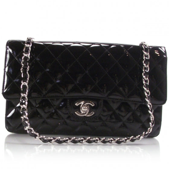 Patent Medium Double Flap Black