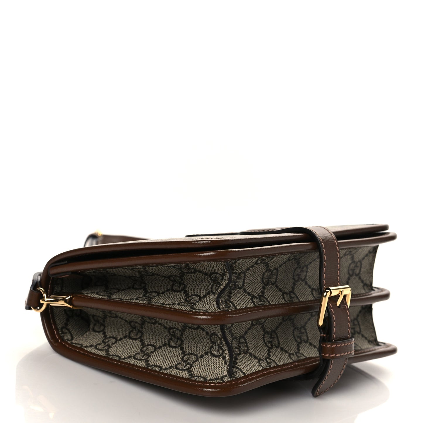 GG Supreme Monogram Azalea Calfskin Mini Retro Interlocking G Flap Shoulder Bag Beige Ebony Brown Sugar