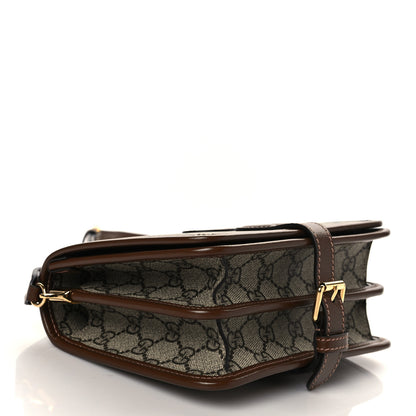 Gucci GG Supreme Monogram Azalea Calfskin Mini Retro Interlocking G Flap Shoulder Bag Beige Ebony Brown Sugar 4 of 11