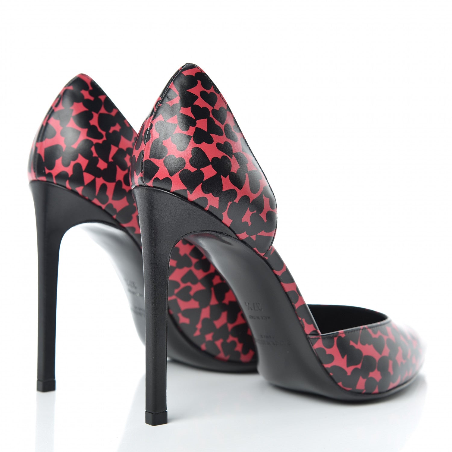 Saint Laurent Calfskin Heart Print D'Orsay Paris 105 Pumps 37.5 Pink 4 of 9