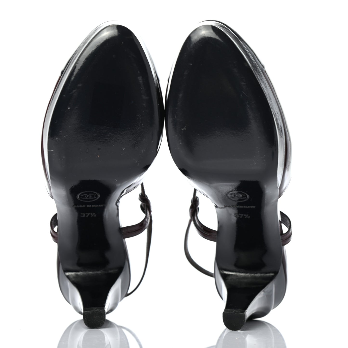 Patent Cap Toe Slingback Heels 37.5 Burgundy Navy