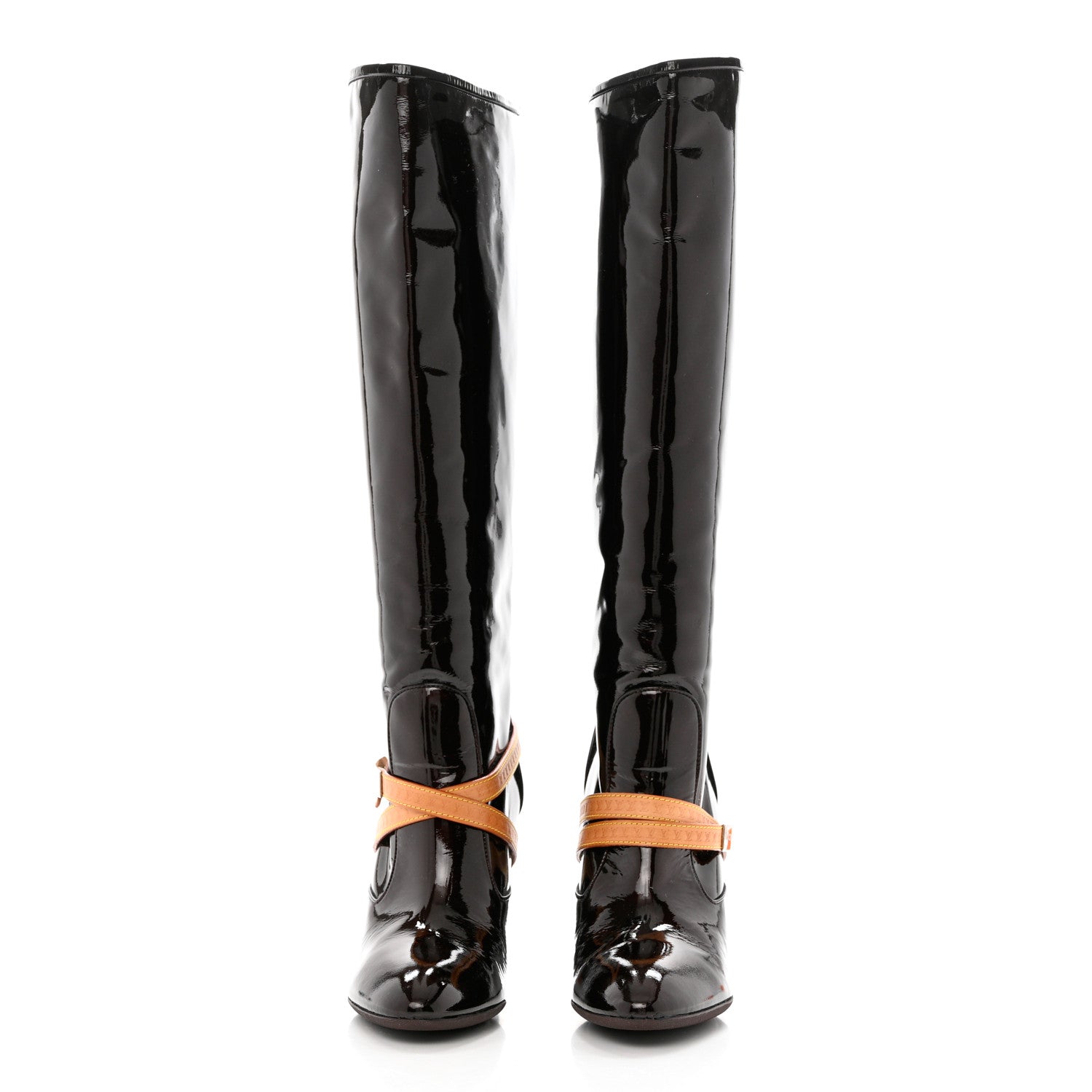 Louis Vuitton Patent Calfskin Tall Boots 38 Amarante 2 of 10