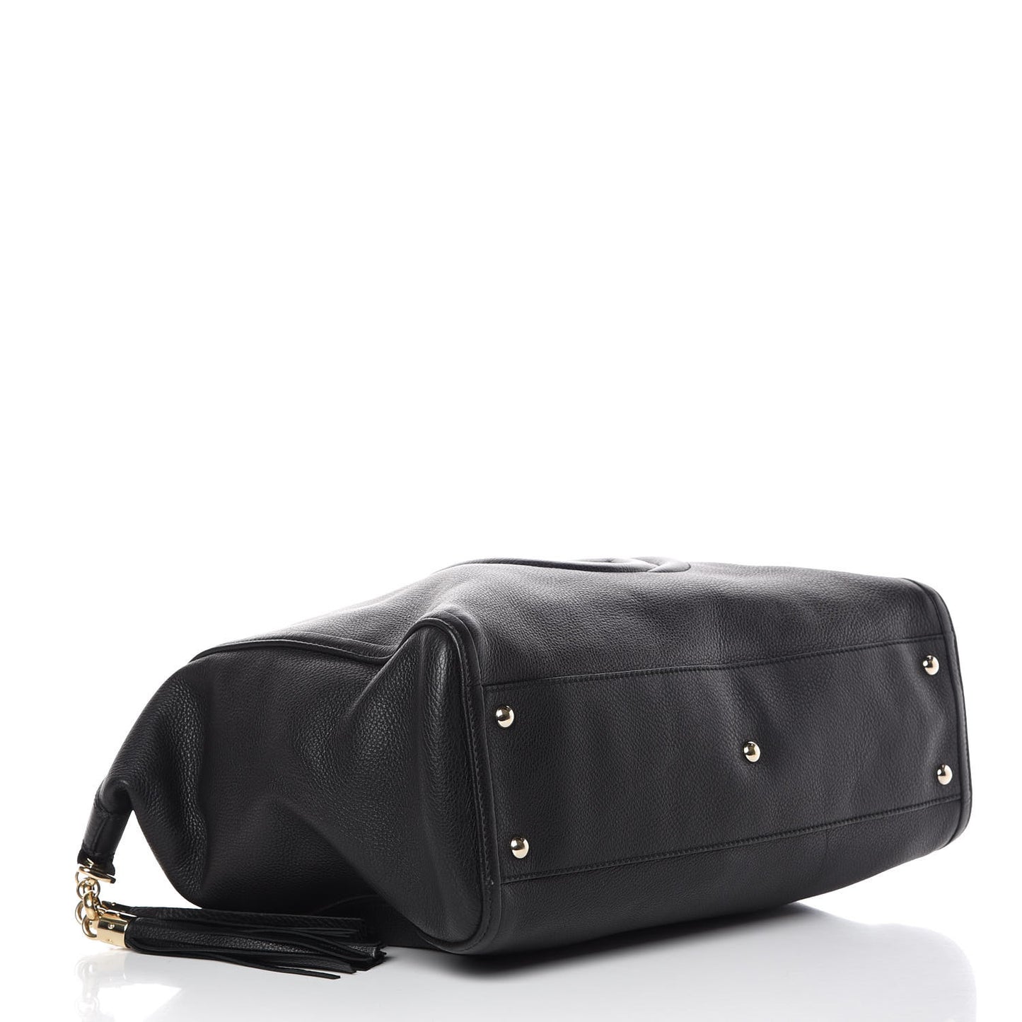 Pebbled Calfskin Large Soho Top Handle Bag Black
