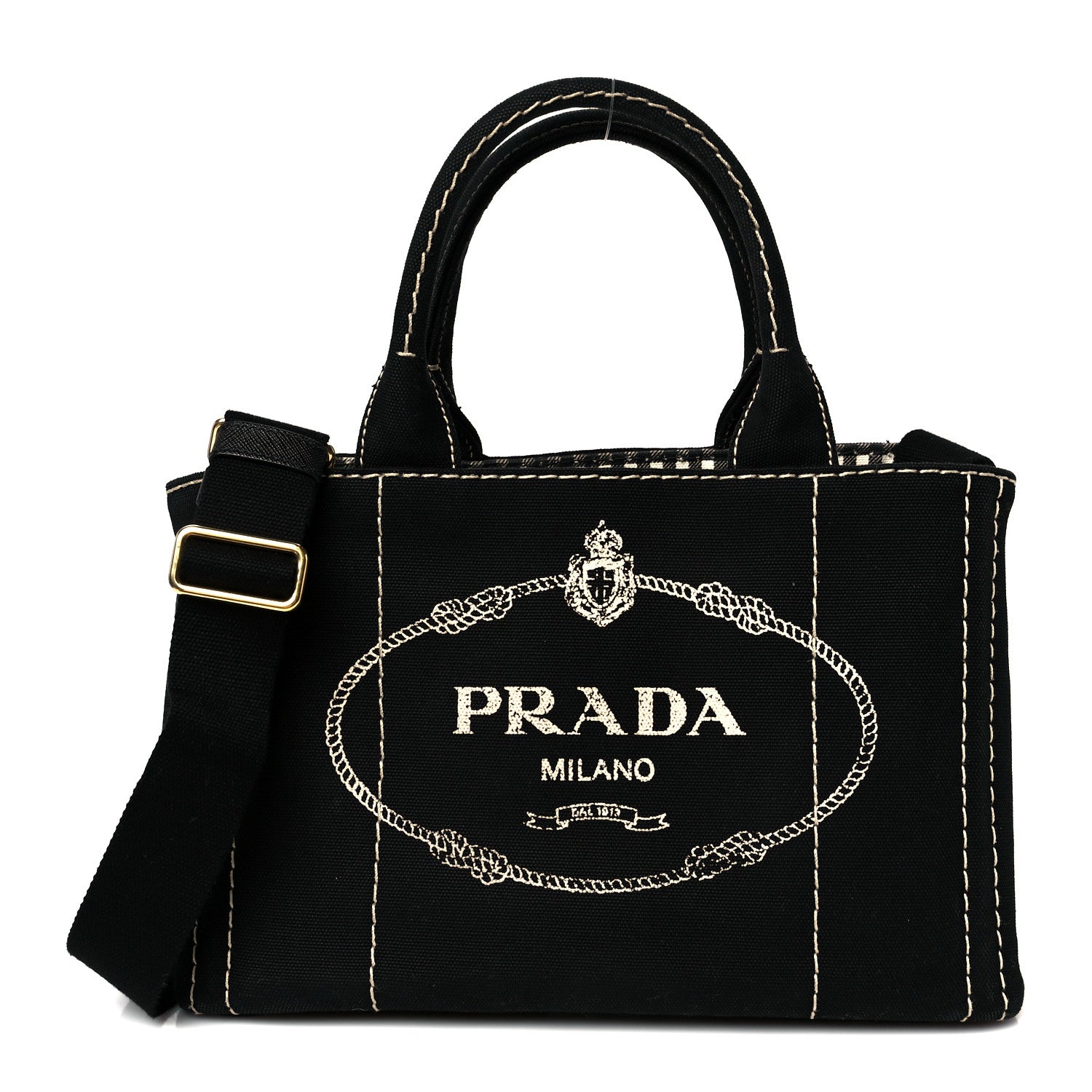 Prada Canapa Small Logo Tote Black Talco 1 of 13