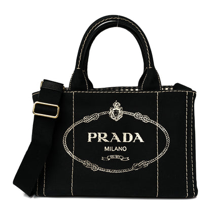 Prada Canapa Small Logo Tote Black Talco 1 of 13