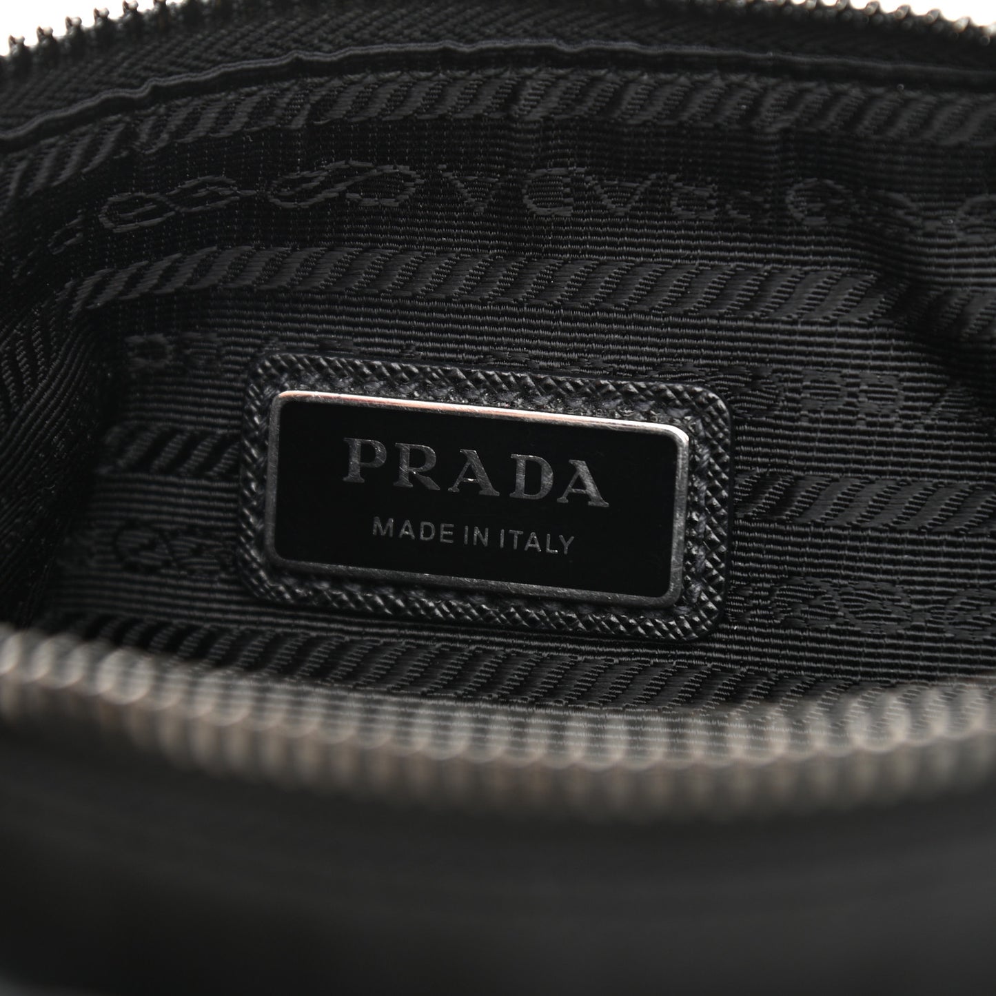 Re-Nylon Saffiano Pocket Zippered Shoulder Bag Black
