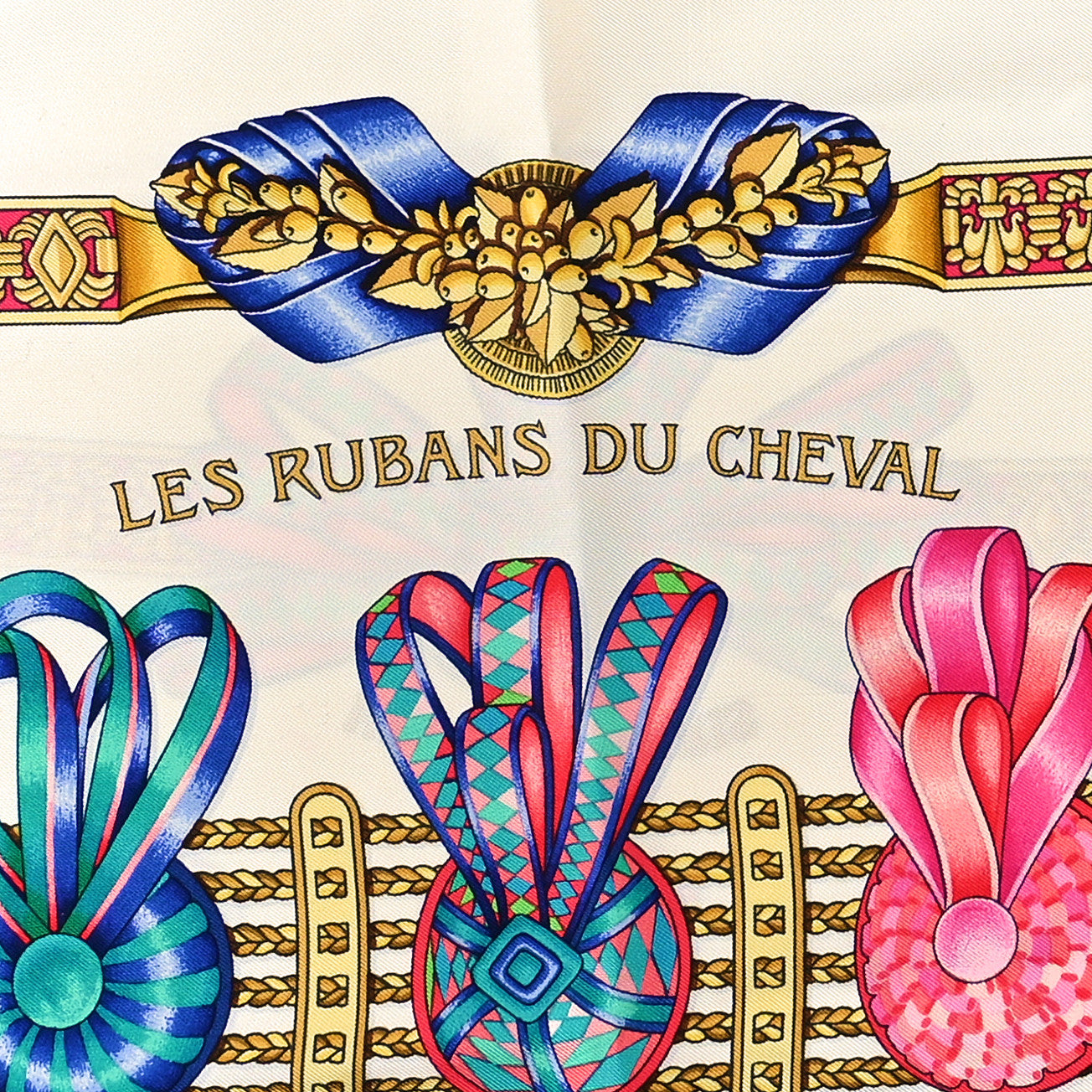 Silk Les Rubans Du Cheval Scarf 90 White Multicolor