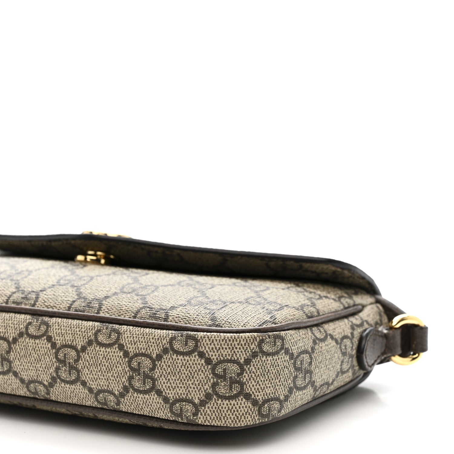 Gucci GG Supreme Monogram Textured Dollar Calfskin Web Mini Ophidia Envelope Shoulder Bag Beige Ebony New Acero 11 of 11