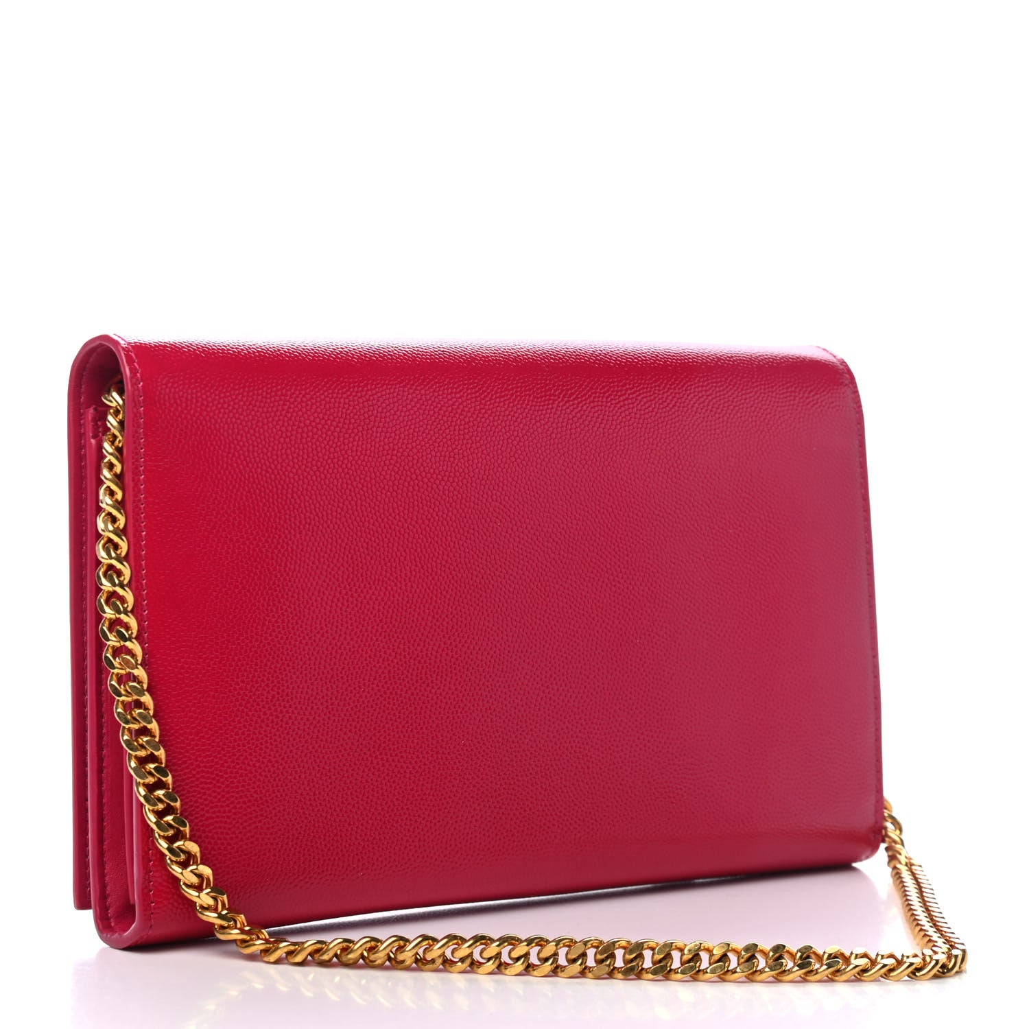 Saint Laurent Grain de Poudre Classic Letters Chain Wallet Fuchsia 2 of 4