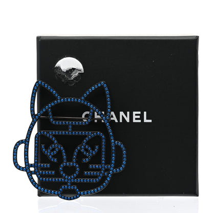 Chanel Strass Crystal Emoji Robot Cat Brooch Blue 5 of 5