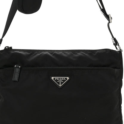 Prada Re-Nylon Vela Saffiano Pocket Double Zip Messenger Bag Black 8 of 10