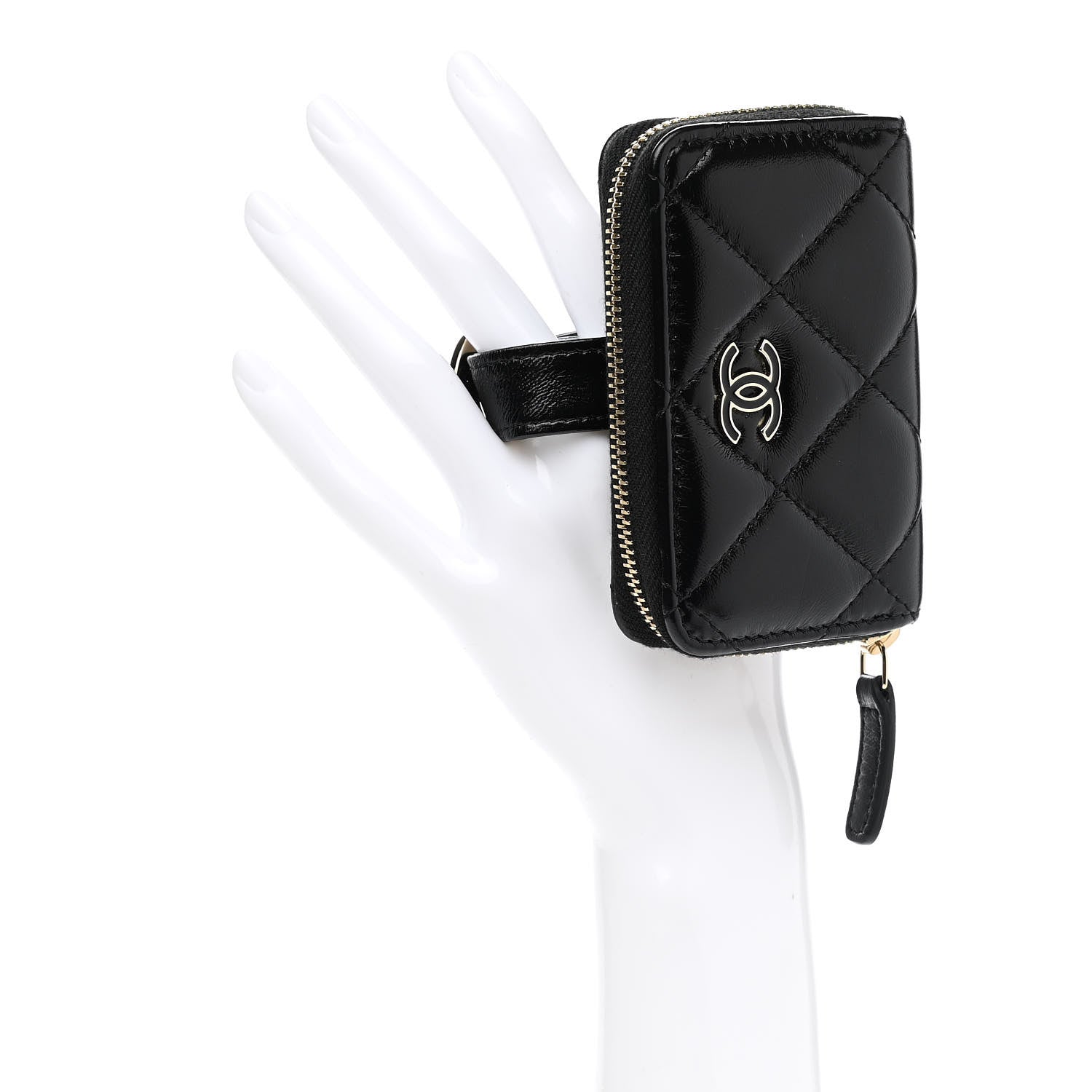 Chanel Shiny Lambskin Coin Purse Bracelet Black 2 of 7