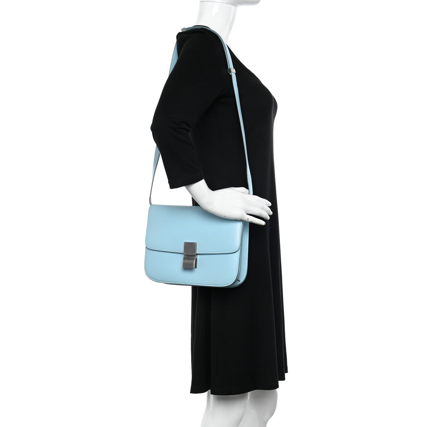 Celine Box Calfskin Medium Classic Box Flap Bag Light Blue 2 of 11