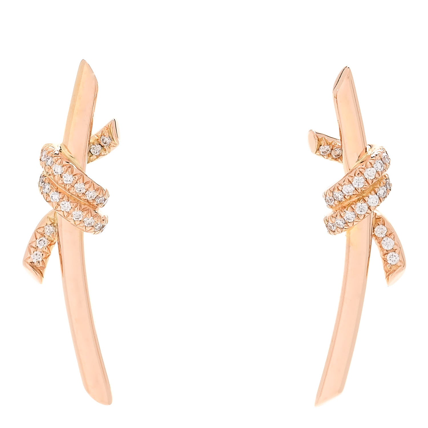 Tiffany 18K Rose Gold Diamond Tiffany Knot Earrings 1 of 6