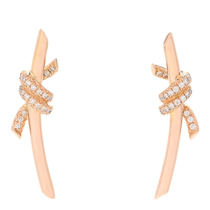 Tiffany 18K Rose Gold Diamond Tiffany Knot Earrings 1 of 6