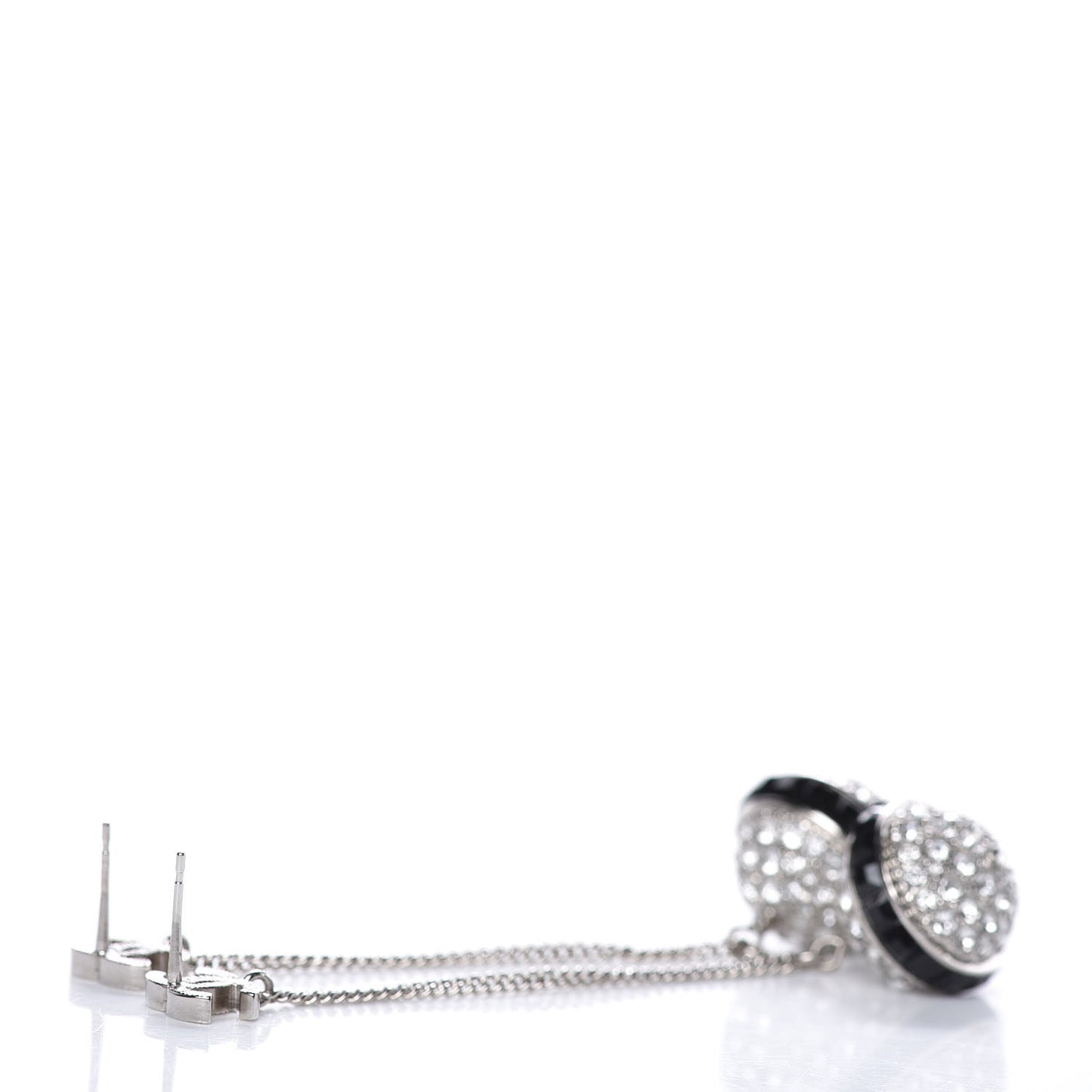 Crystal CC Drop Earrings Silver Black