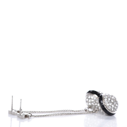 Chanel Crystal CC Drop Earrings Silver Black 4 of 6