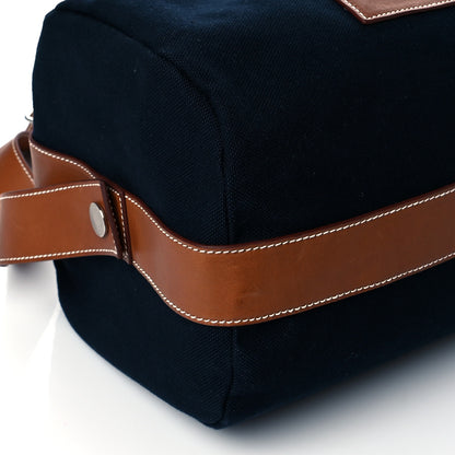 Hermes Toile Goeland Idro Calfskin Odyssee Terre Duffle Bag Bleu Marine Gold 8 of 10