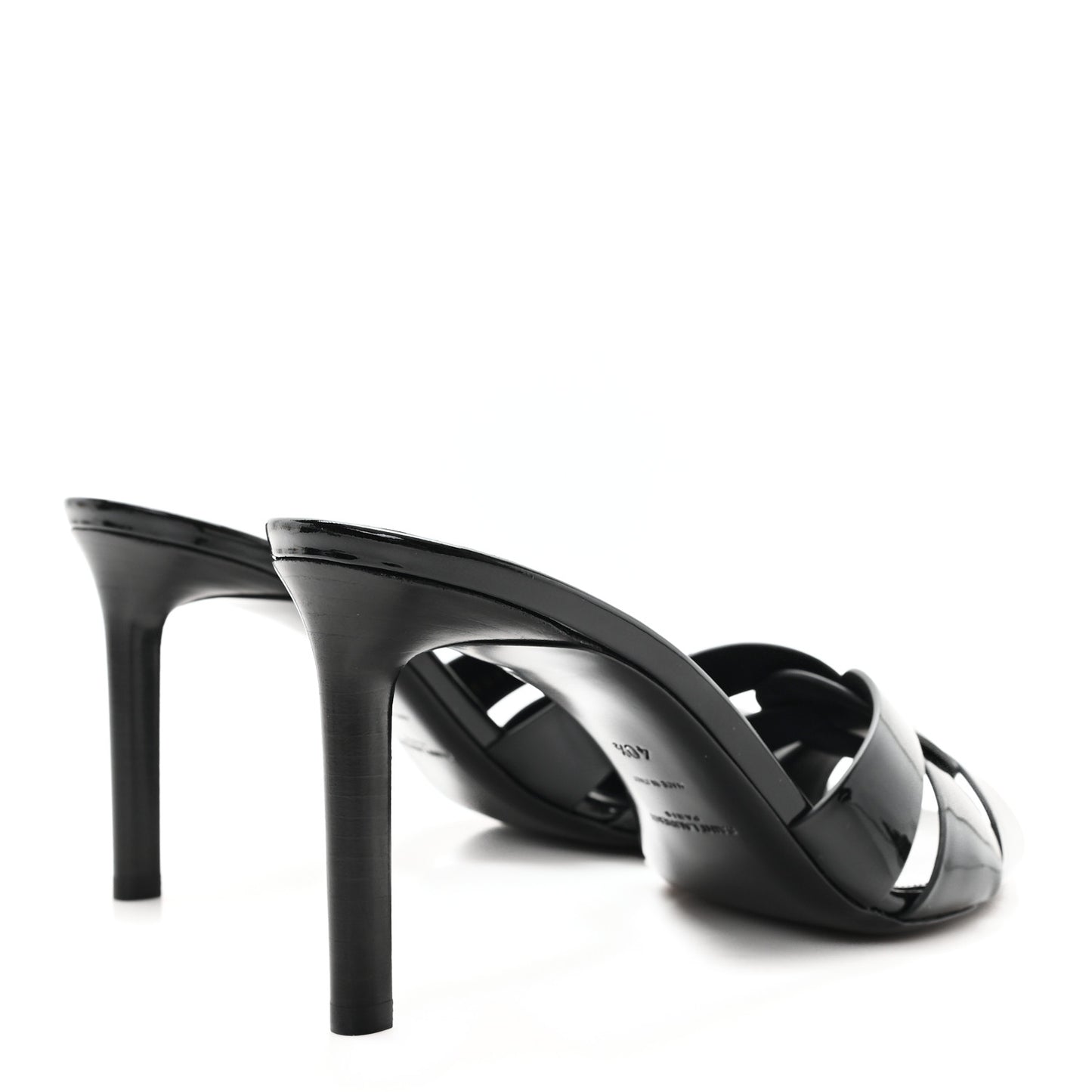 Patent Calfskin Tribute 85 Slide Sandals 40.5 Black