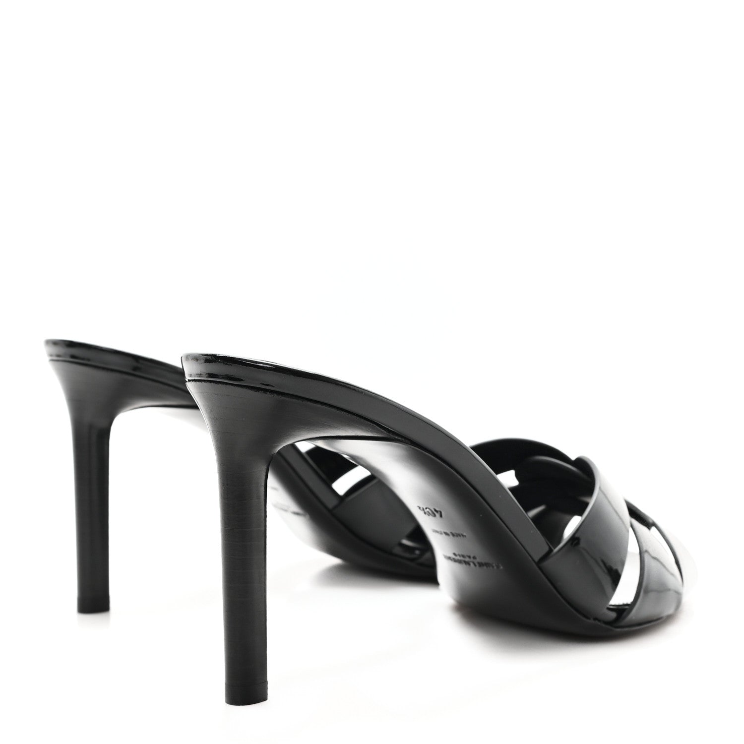 Saint Laurent Patent Calfskin Tribute 85 Slide Sandals 40.5 Black 5 of 10