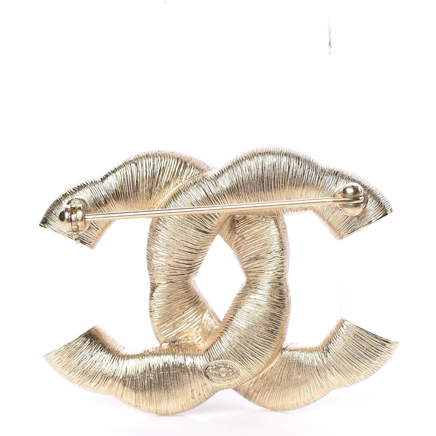 Chanel Crystal Twisted CC Brooch Gold Pale Pink 3 of 4