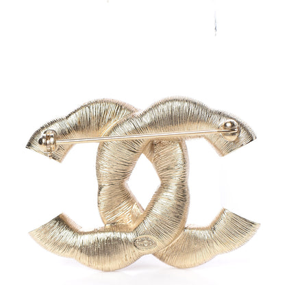 Chanel Crystal Twisted CC Brooch Gold Pale Pink 3 of 4