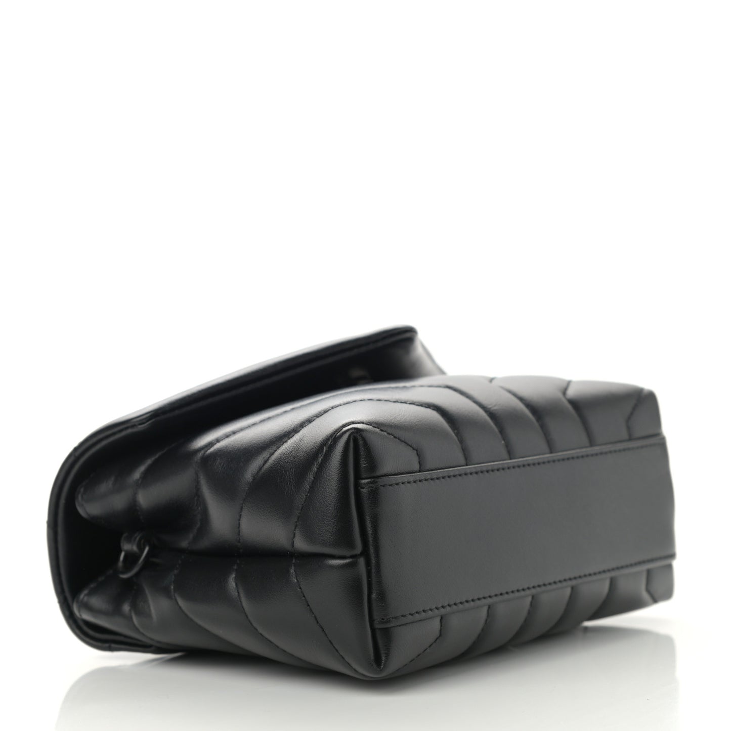 Calfskin Y Quilted Monogram Monochrome Toy Loulou Crossbody Bag Black