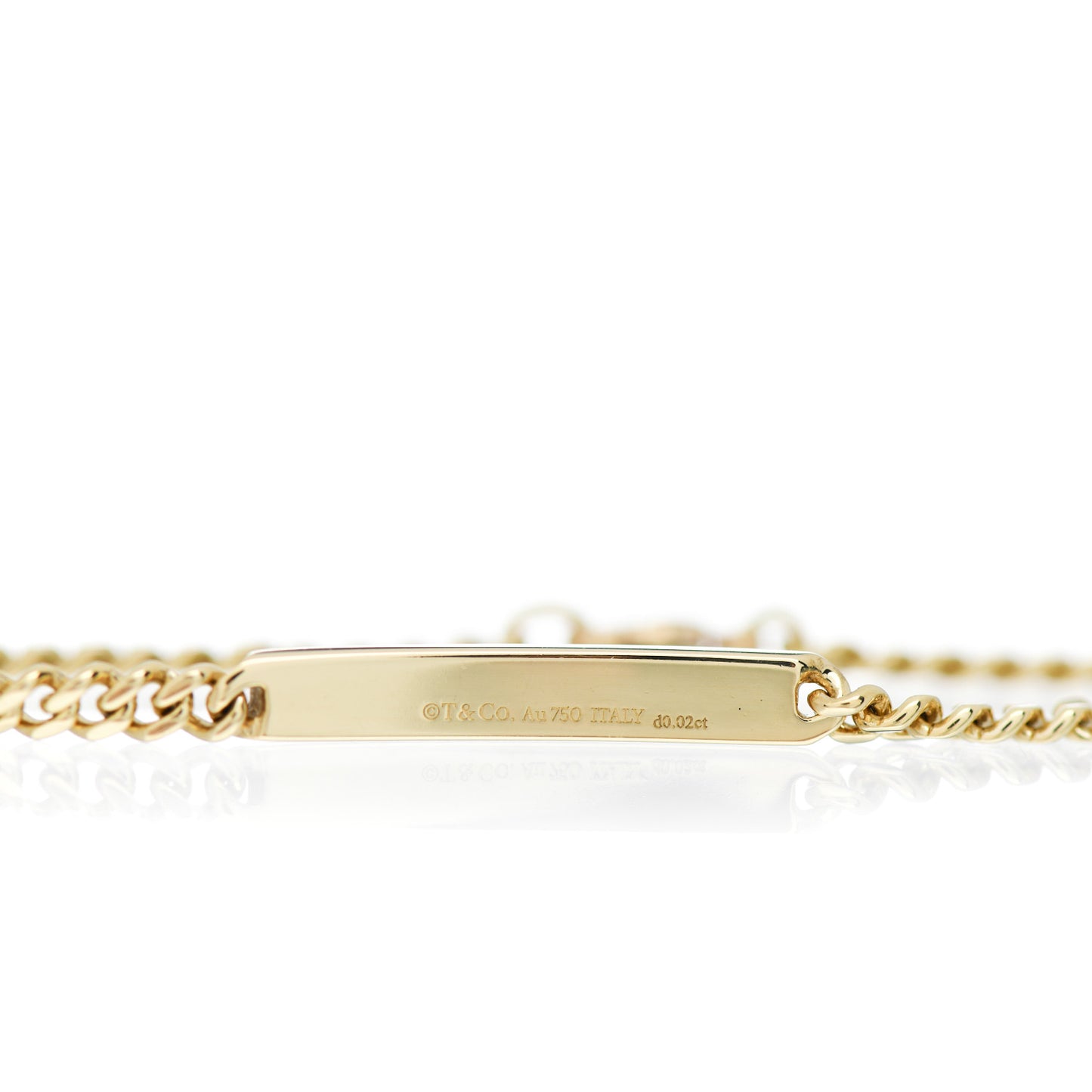 18K Yellow Gold Diamond Micro Link ID Chain Bracelet