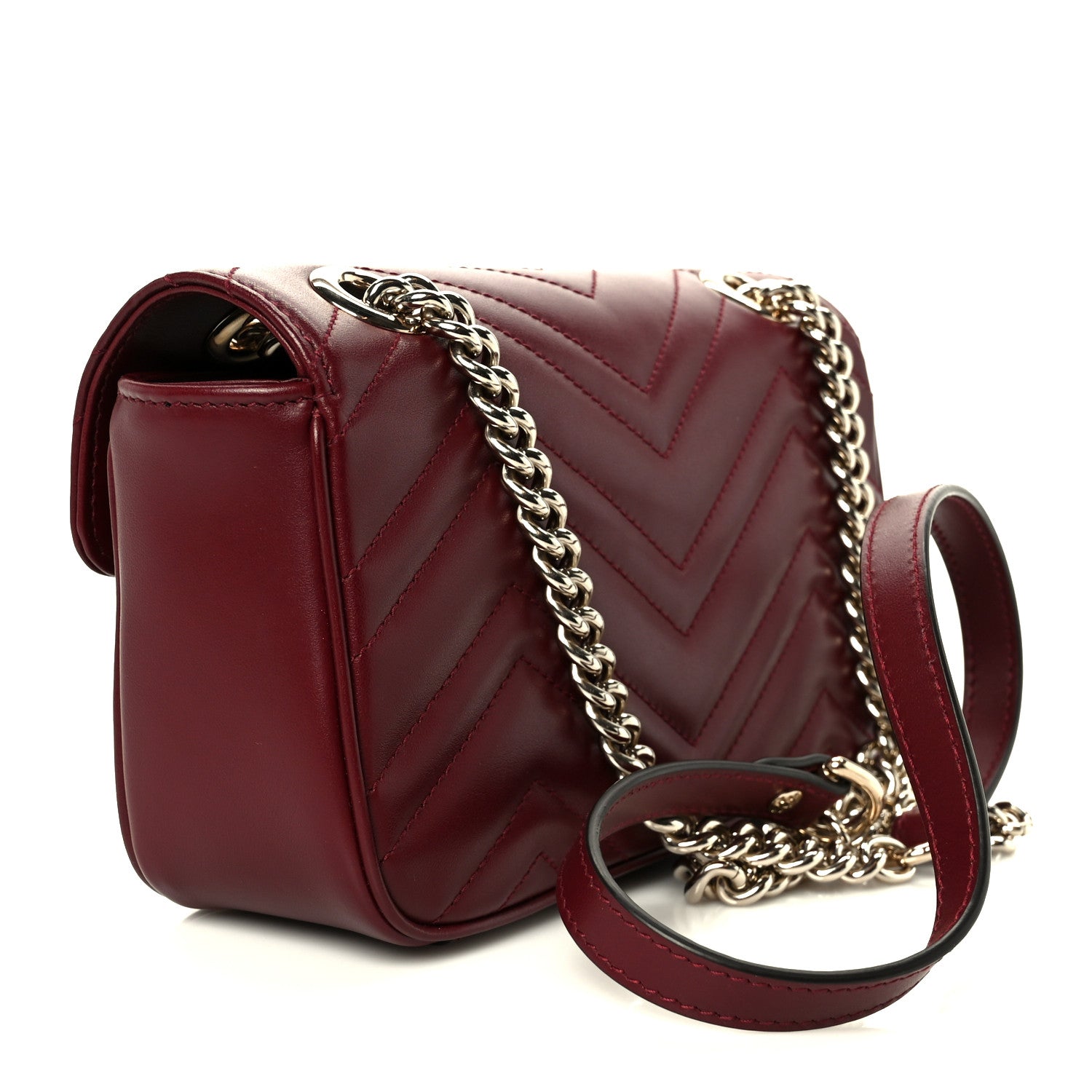 Gucci Calfskin Matelasse Mini GG Marmont Shoulder Bag Rosso Ancora 3 of 11