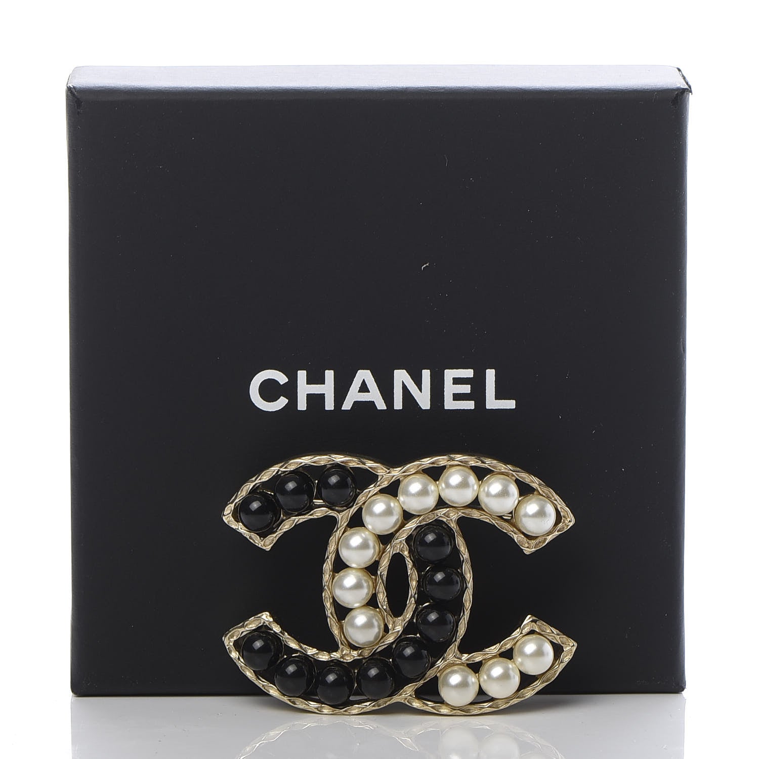 Chanel Pearl CC Brooch Black Gold 5 of 5