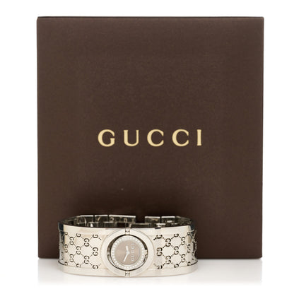 Gucci Stainless Steel Diamond Bezel 23mm Twirl Quartz Watch Brown 1 of 5
